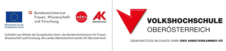 Logo EU, BMFWF, Land OÖ, AK OÖ und VHS OÖ